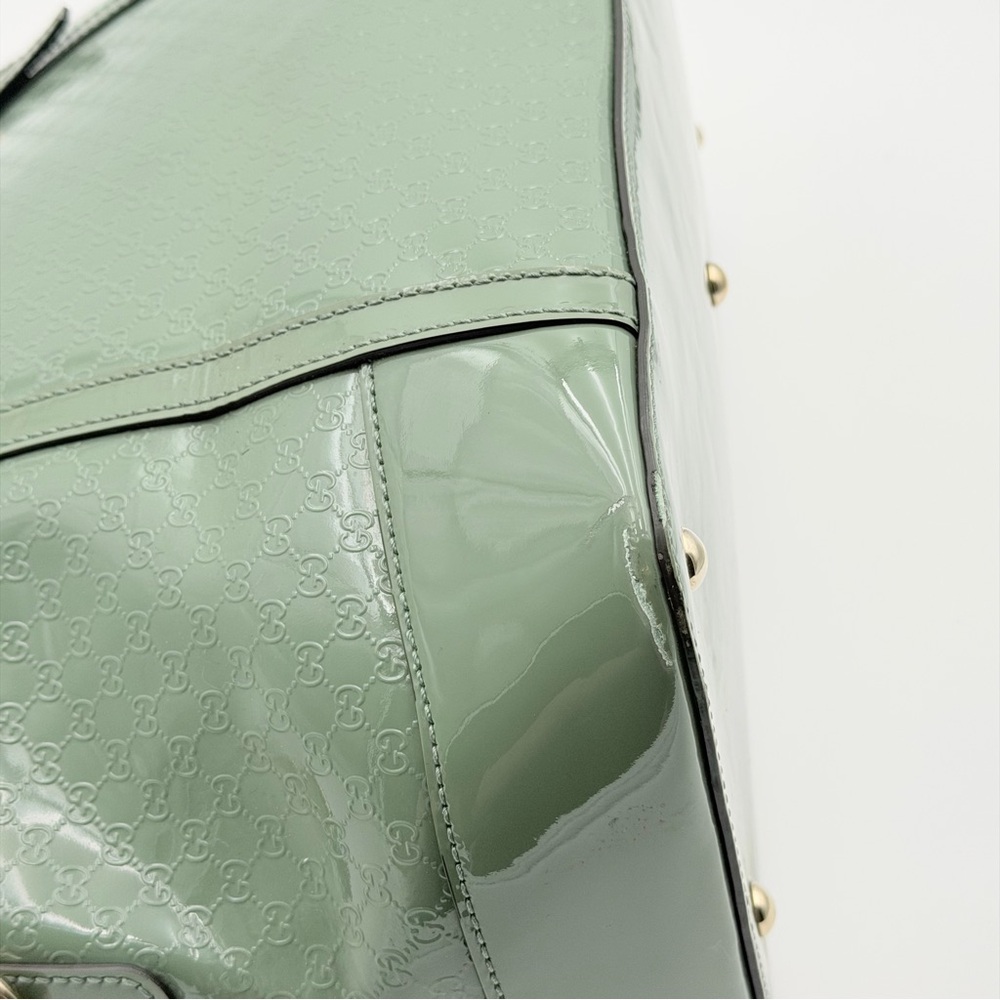 GUCCI MICROGUCCISSIMA NICE PATENT LEATHER DOME SATCHEL – GREEN - Picture 6 of 11